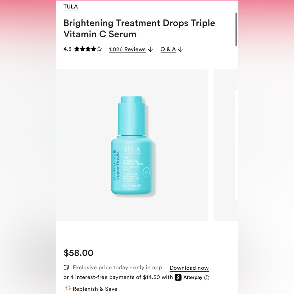 New / nwot: TULA Triple Vitamin C Serum Brightening Treatment Drops